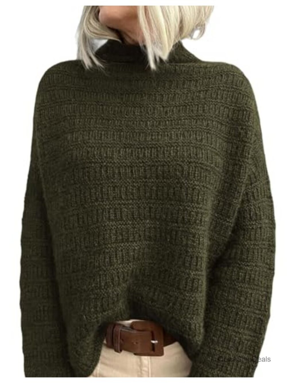 Oversized Mock Neck Chunky Knit Pullover Sweater Long Sleeve Fall Winter